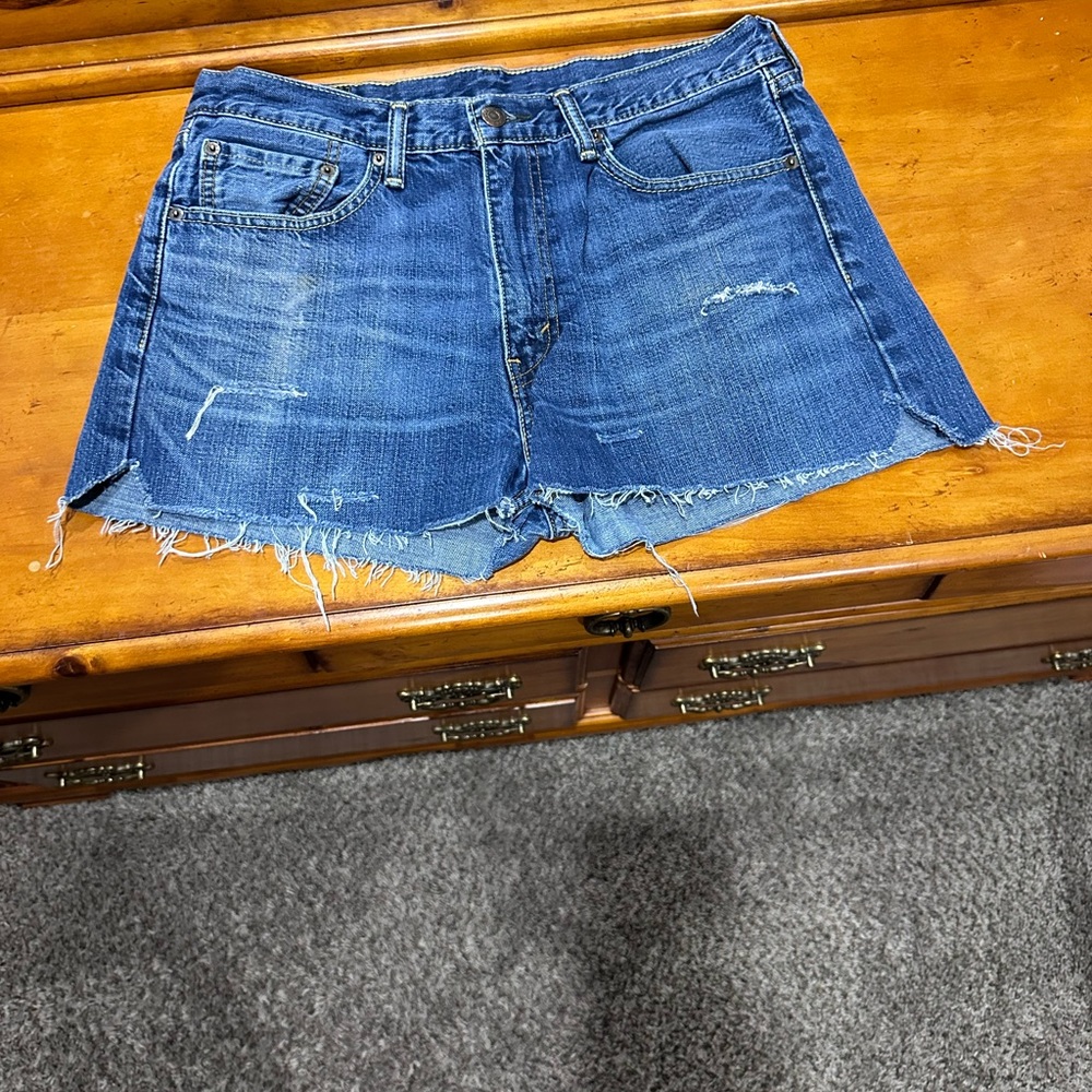 Levi's Blue Jean Shorts Distressed Cut-Off